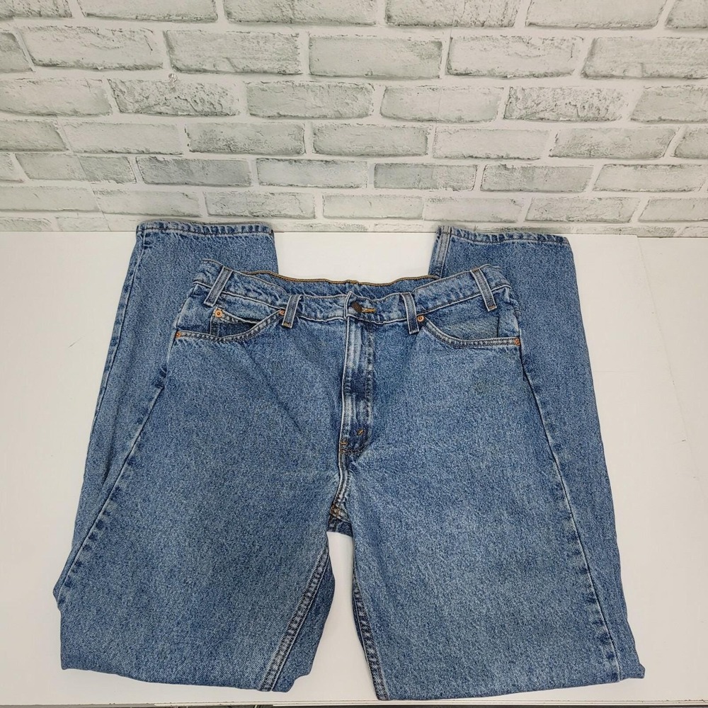 90s Levis 505 Mens Orange Tab Regular Fit Straight Leg Blue Denim Jeans 36x33 - Picture 8 of 12